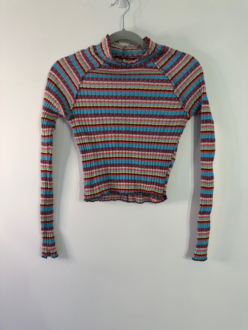 Free People Striped Long Sleeve Cotton Shirt